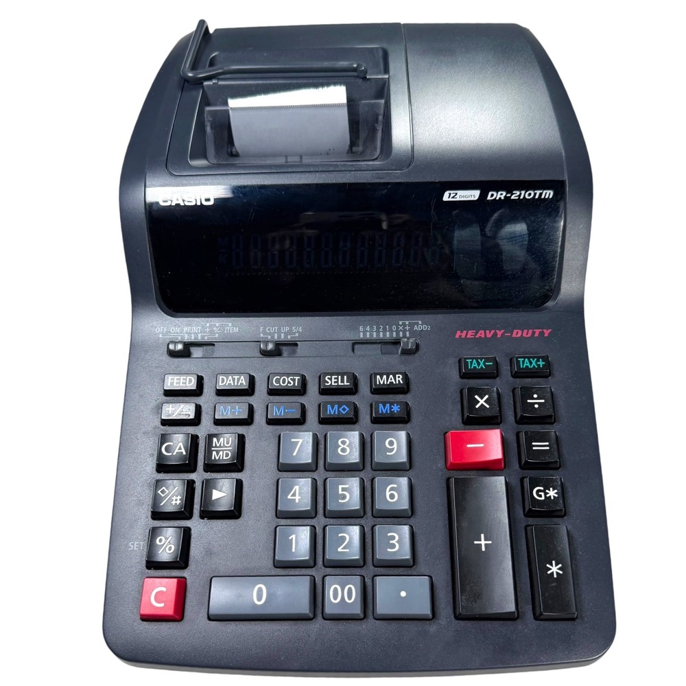 Casio DR-210TM Heavy Duty 12 Digit Printing Calculator Tested Works w/ Paper